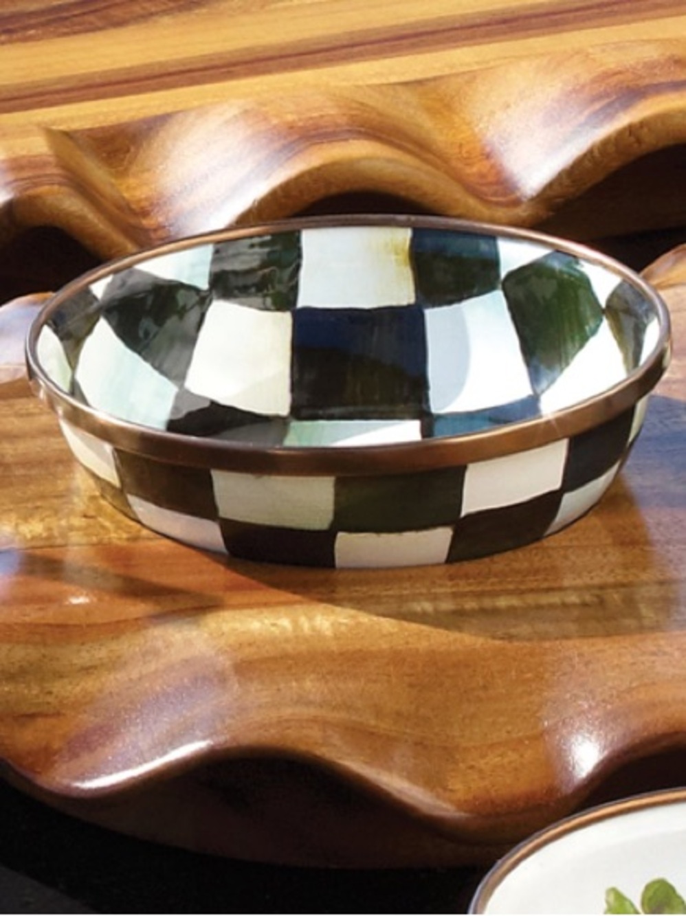NWT 1-Mackenzie Childs Courtly Check Relish Dish Enameled Steel